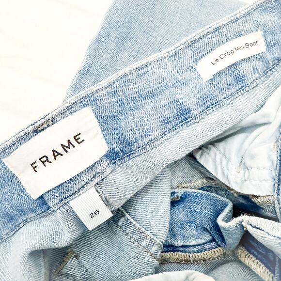 Frame Le Crop Mini Boot Tropic Light Wash Denim Jeans Zip Fly SIze 26 - Picture 6 of 8